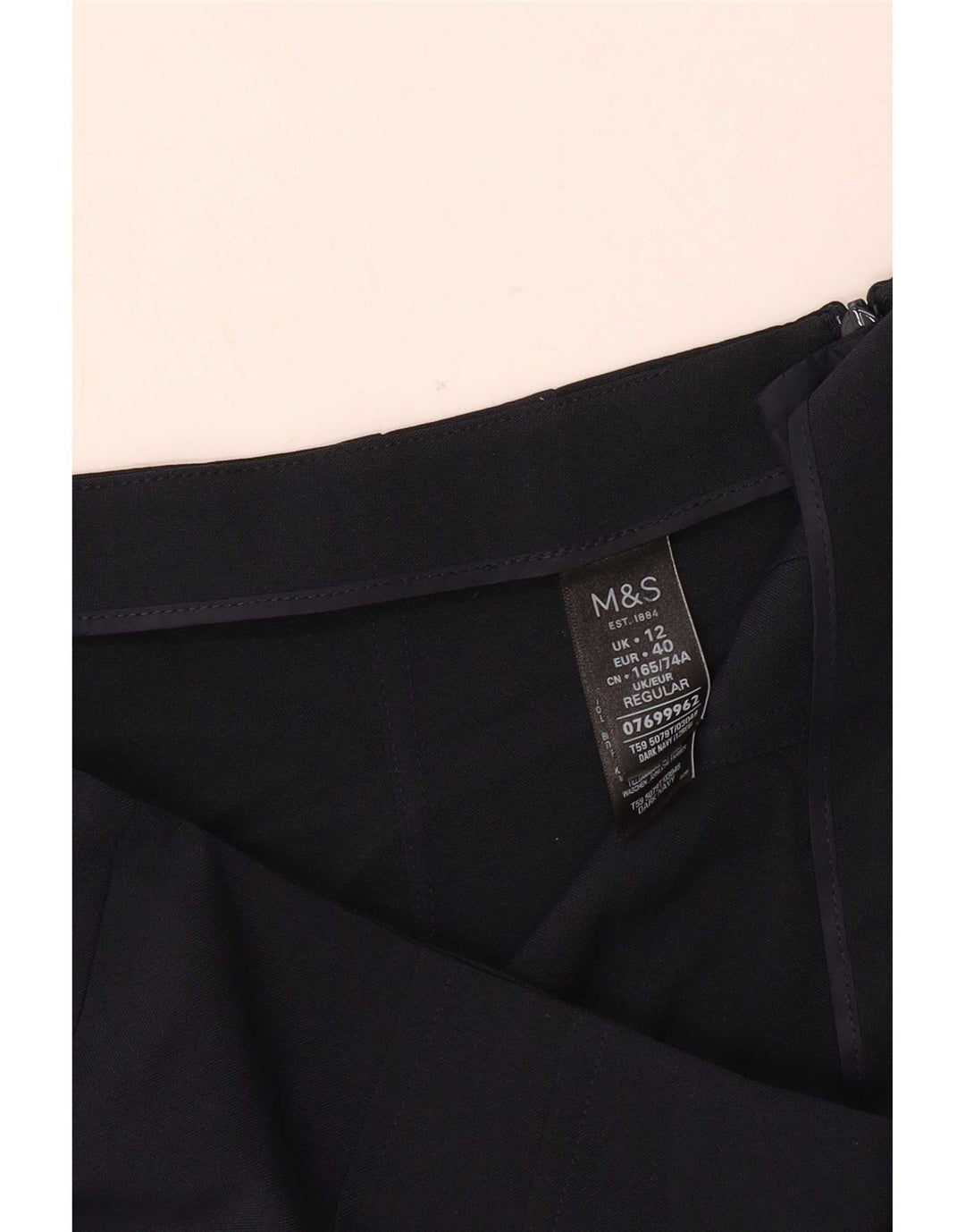 Marks & Spencer Womens Slim Suit Trousers UK 12 Medium W30 L30 Navy Blue