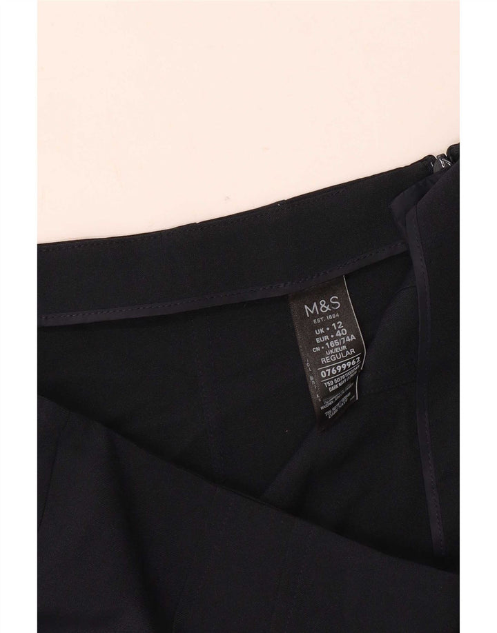 Marks & Spencer Womens Slim Suit Trousers UK 12 Medium W30 L30 Navy Blue