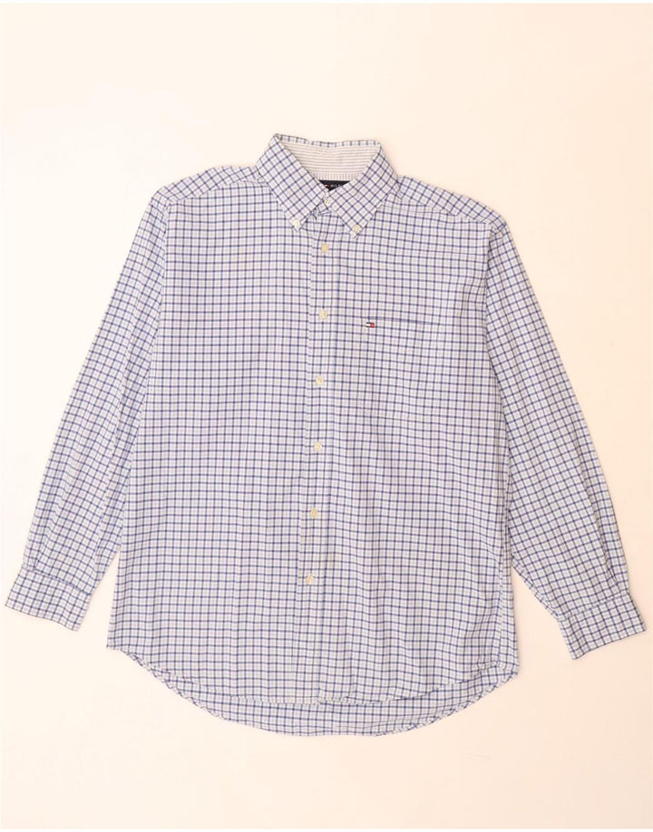 Tommy Hilfiger Mens Shirt Medium Blue Gingham Cotton