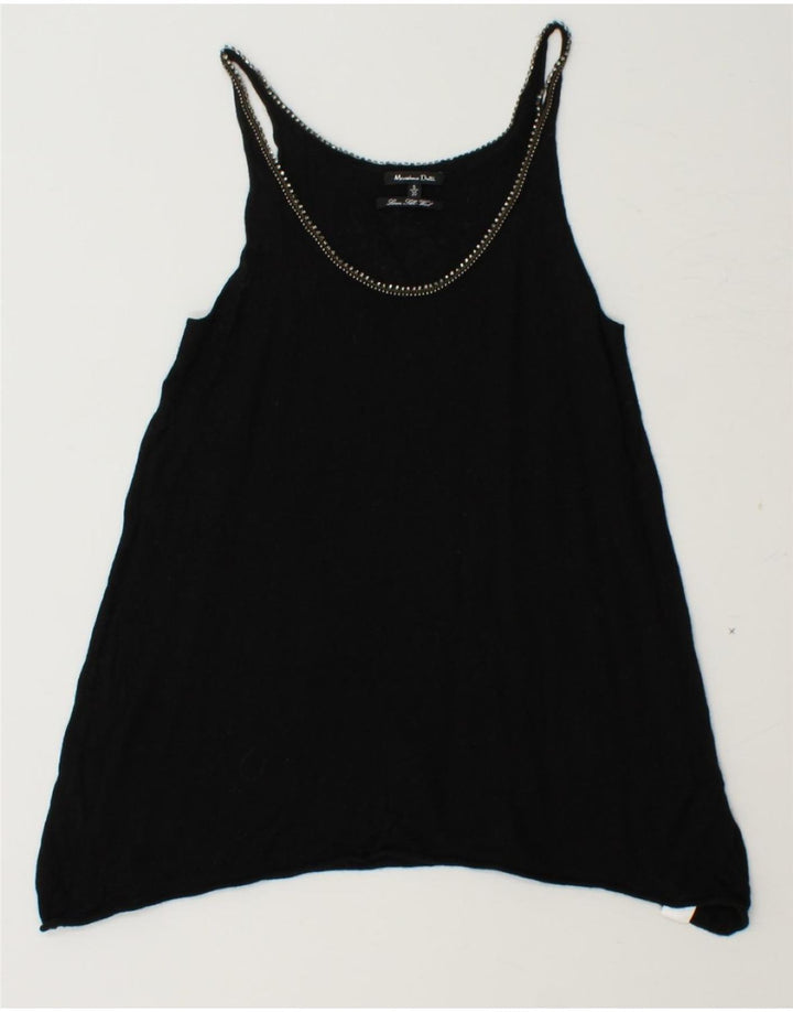 MASSIMO DUTTI Womens Sleeveless Asymmetric Tunic Top UK 10 Small Black Vintage Massimo Dutti and Second-Hand Massimo Dutti from Messina Hembry 
