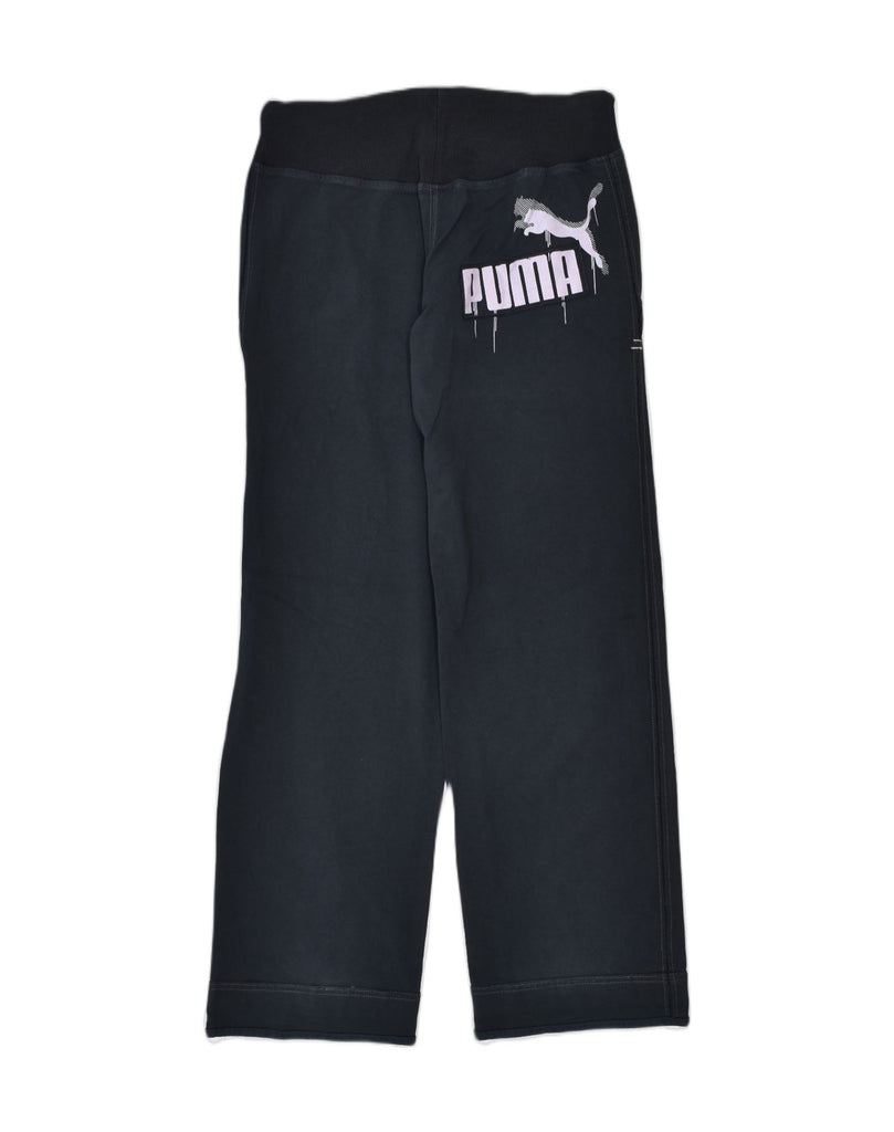 PUMA Womens Graphic Tracksuit Trousers UK 14 Large Black Cotton | Vintage Puma | Thrift | Second-Hand Puma | Used Clothing | Messina Hembry 