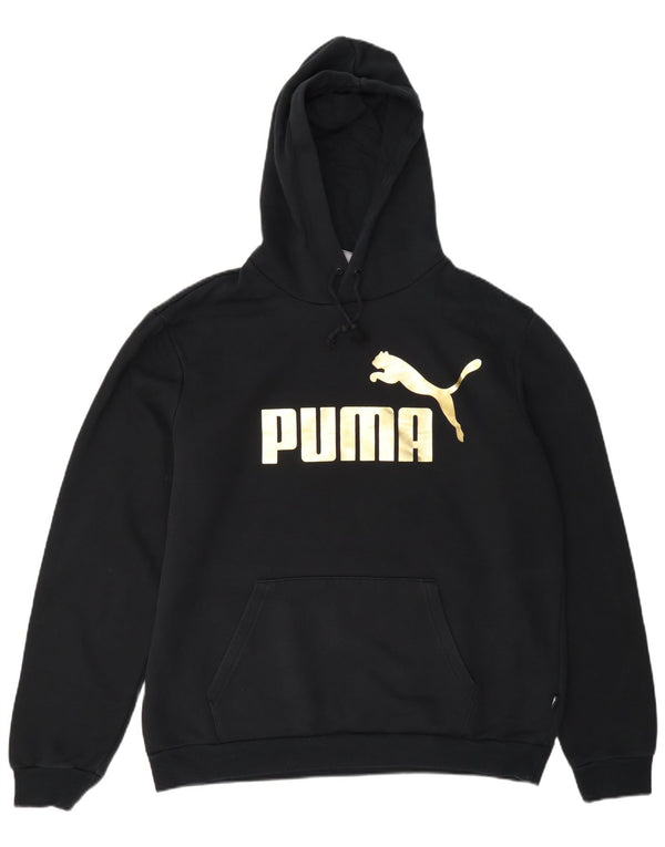 Puma Mens Graphic Hoodie Jumper Large Black Cotton