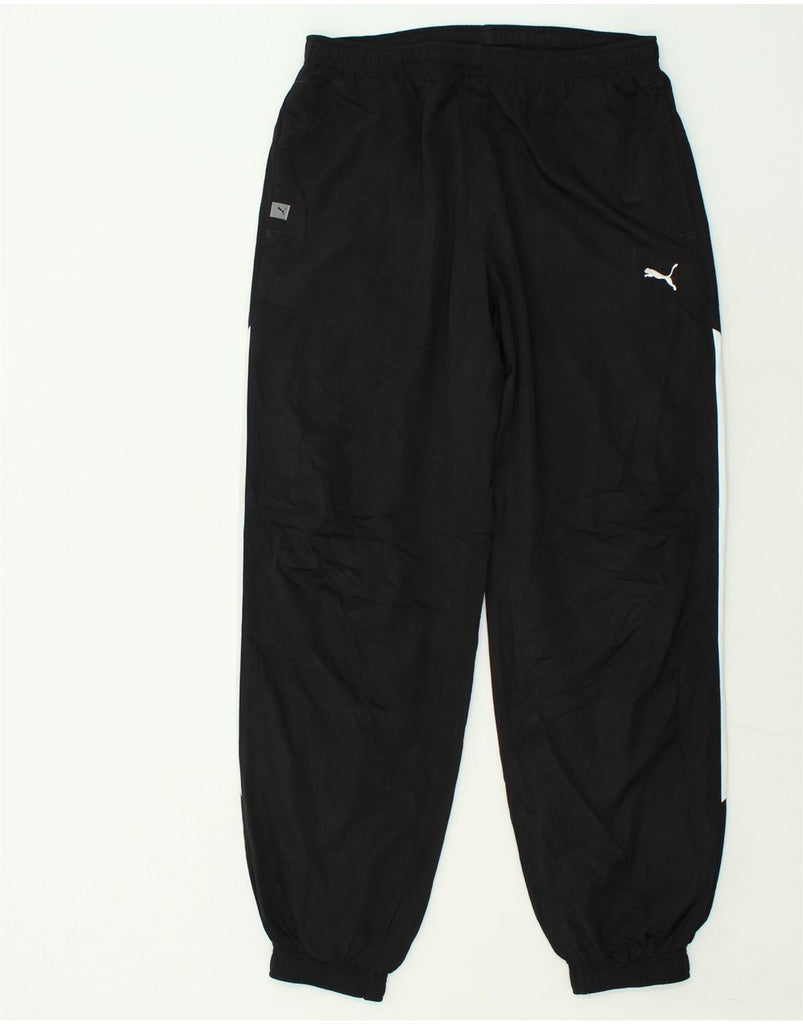 PUMA Mens Tracksuit Trousers Joggers Large Black Colourblock Nylon | Vintage Puma | Thrift | Second-Hand Puma | Used Clothing | Messina Hembry 