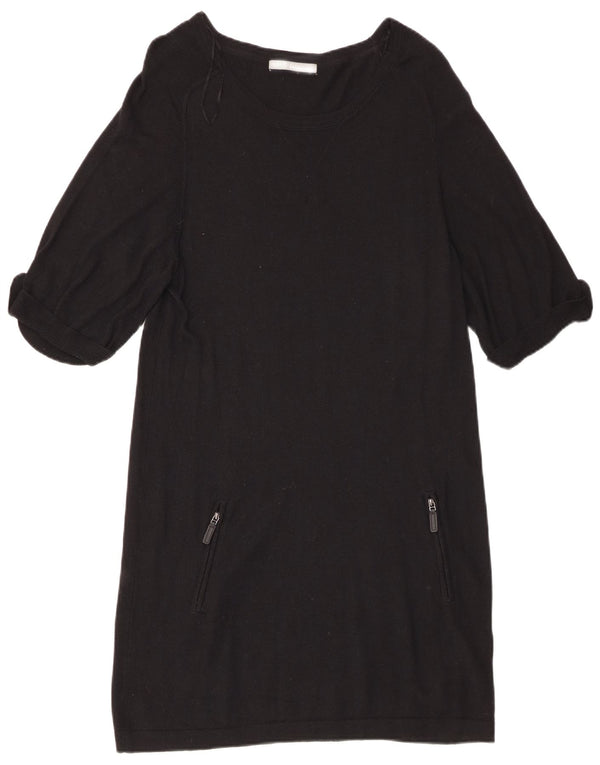 Marks & Spencer Womens Short Sleeves Jumper Dress UK 12 Medium Black