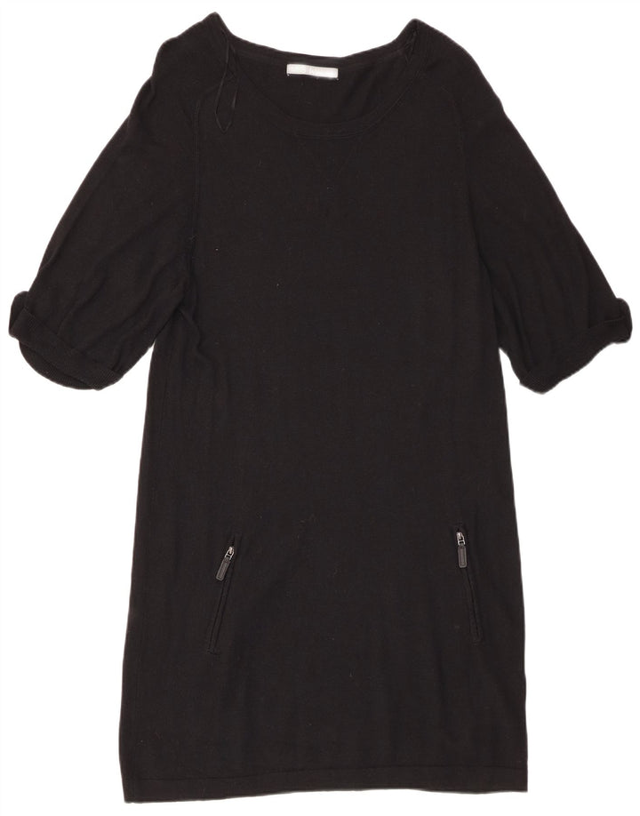 Marks & Spencer Womens Short Sleeves Jumper Dress UK 12 Medium Black