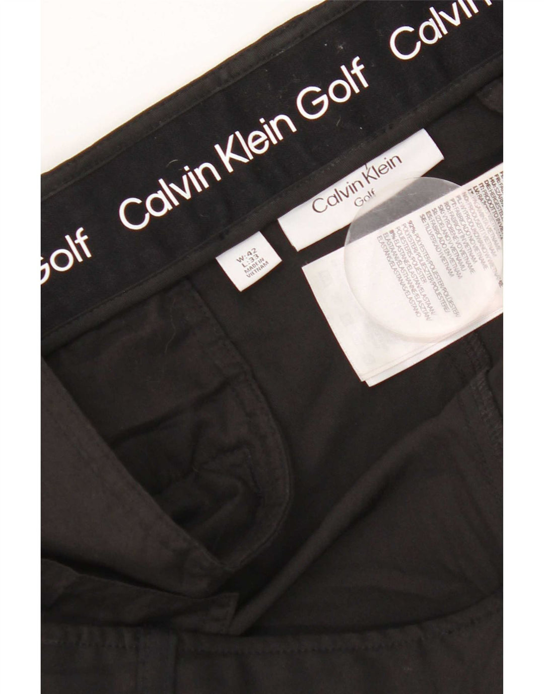 Calvin Klein Mens Straight Chino Trousers W42 L33 Black Polyester