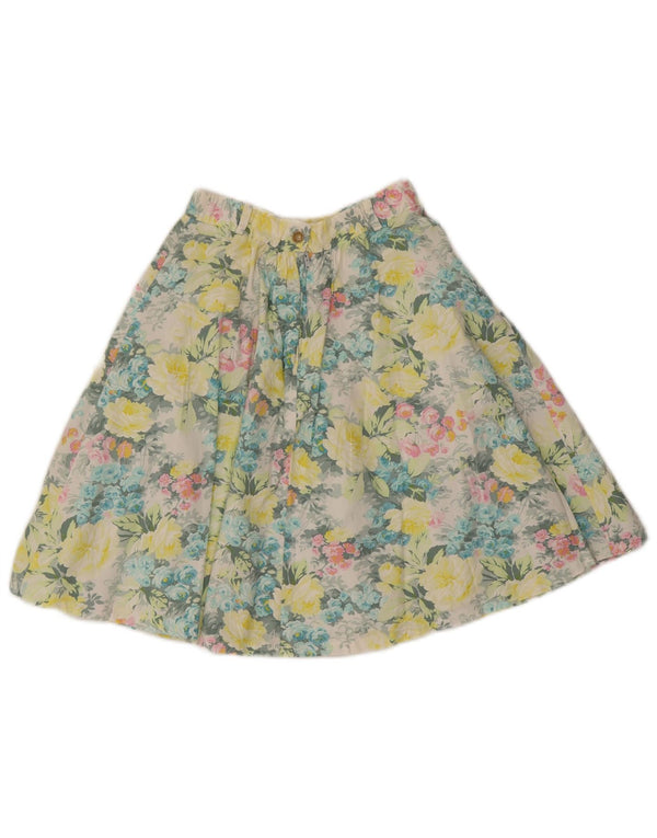 Vintage Womens A-Line Skirt EU 40 Medium W26 Multicoloured Floral Cotton
