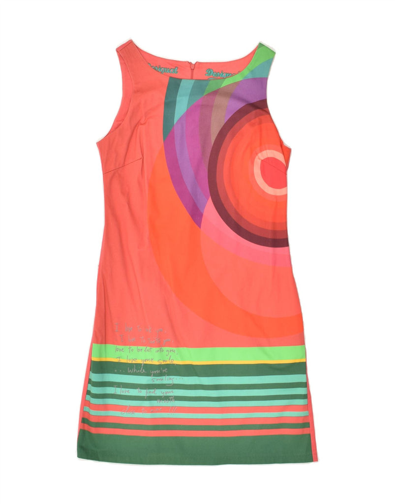 DESIGUAL Womens Graphic Sleeveless Shift Dress EU 38 Medium Orange Striped | Vintage Desigual | Thrift | Second-Hand Desigual | Used Clothing | Messina Hembry 