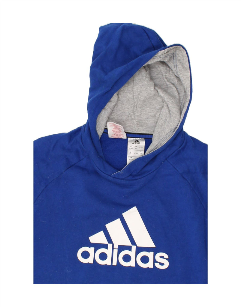 ADIDAS Boys Graphic Hoodie Jumper 15-16 Years Blue Cotton | Vintage Adidas | Thrift | Second-Hand Adidas | Used Clothing | Messina Hembry 