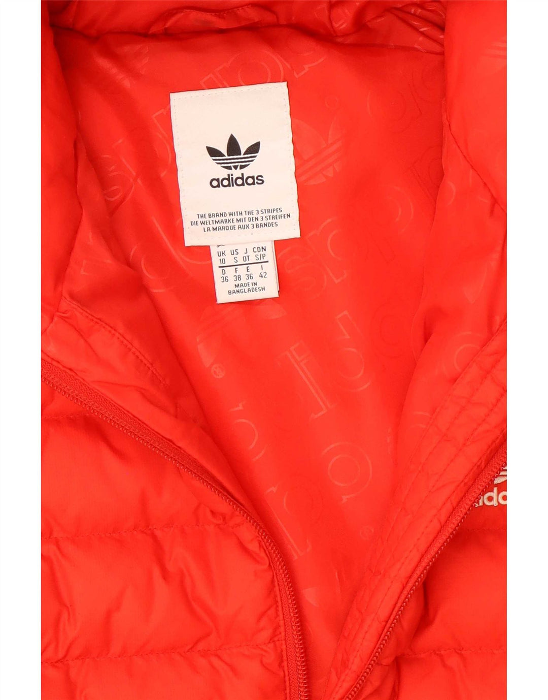 Adidas Womens Hooded Padded Jacket UK 10 Small Red Polyester