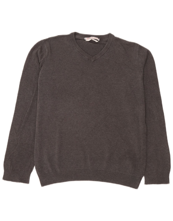 Marks & Spencer Boys V-Neck Jumper Sweater 14-15 Years Grey Cotton