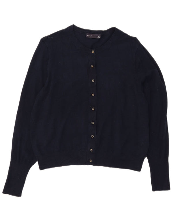 Marks & Spencer Womens Crop Cardigan Sweater UK 20 2XL Navy Blue Viscose
