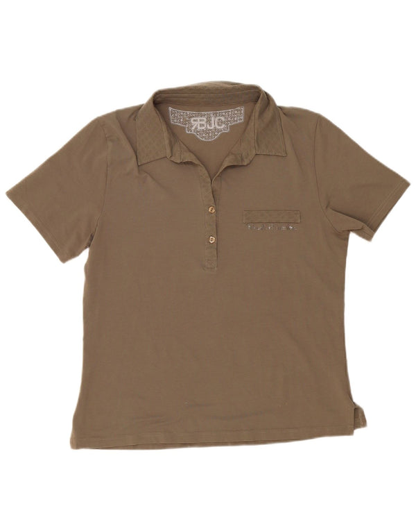 Renato Balestra Womens Polo Shirt UK 20 2XL Khaki Cotton