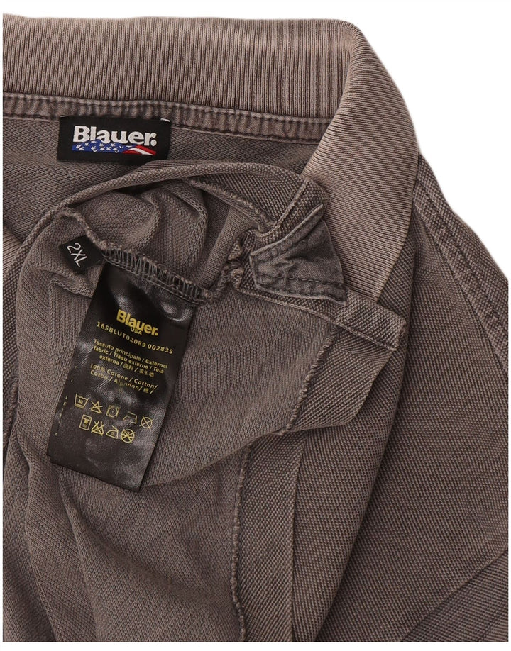 Blauer Mens Regular Fit Polo Shirt 2XL Grey Cotton