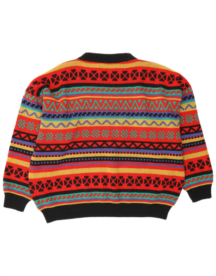 Vintage Mens Crew Neck Jumper Sweater Medium Multicoloured Fair Isle