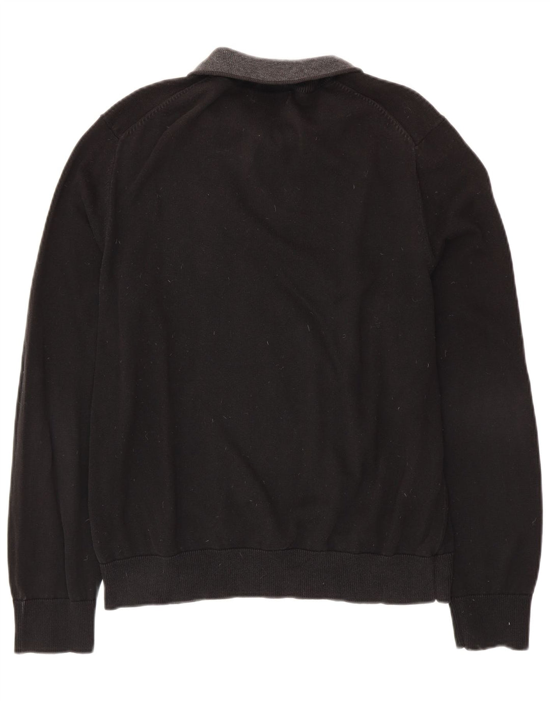 NAUTICA Mens Zip Neck Jumper Sweater Large Black Cotton