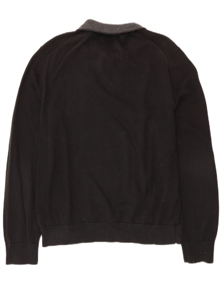 NAUTICA Mens Zip Neck Jumper Sweater Large Black Cotton