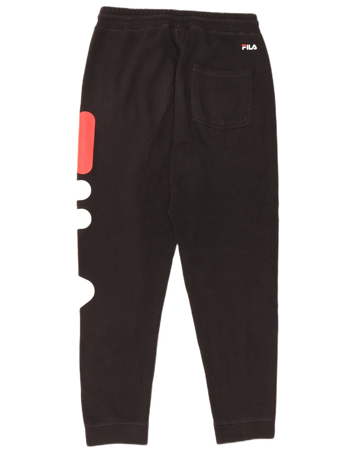 Fila Mens Graphic Tracksuit Trousers Joggers Small Black Cotton