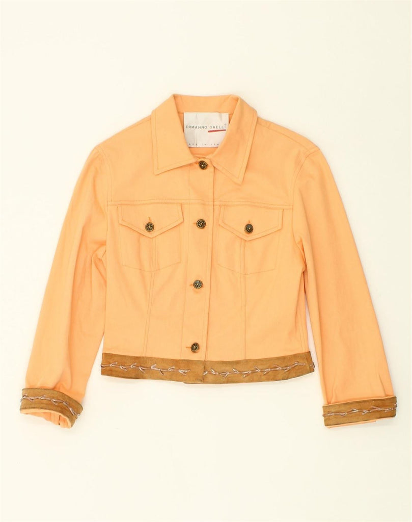 ERMANNO DAELLI Womens Bomber Jacket IT 40 Small Orange Cotton | Vintage Ermanno Daelli | Thrift | Second-Hand Ermanno Daelli | Used Clothing | Messina Hembry 