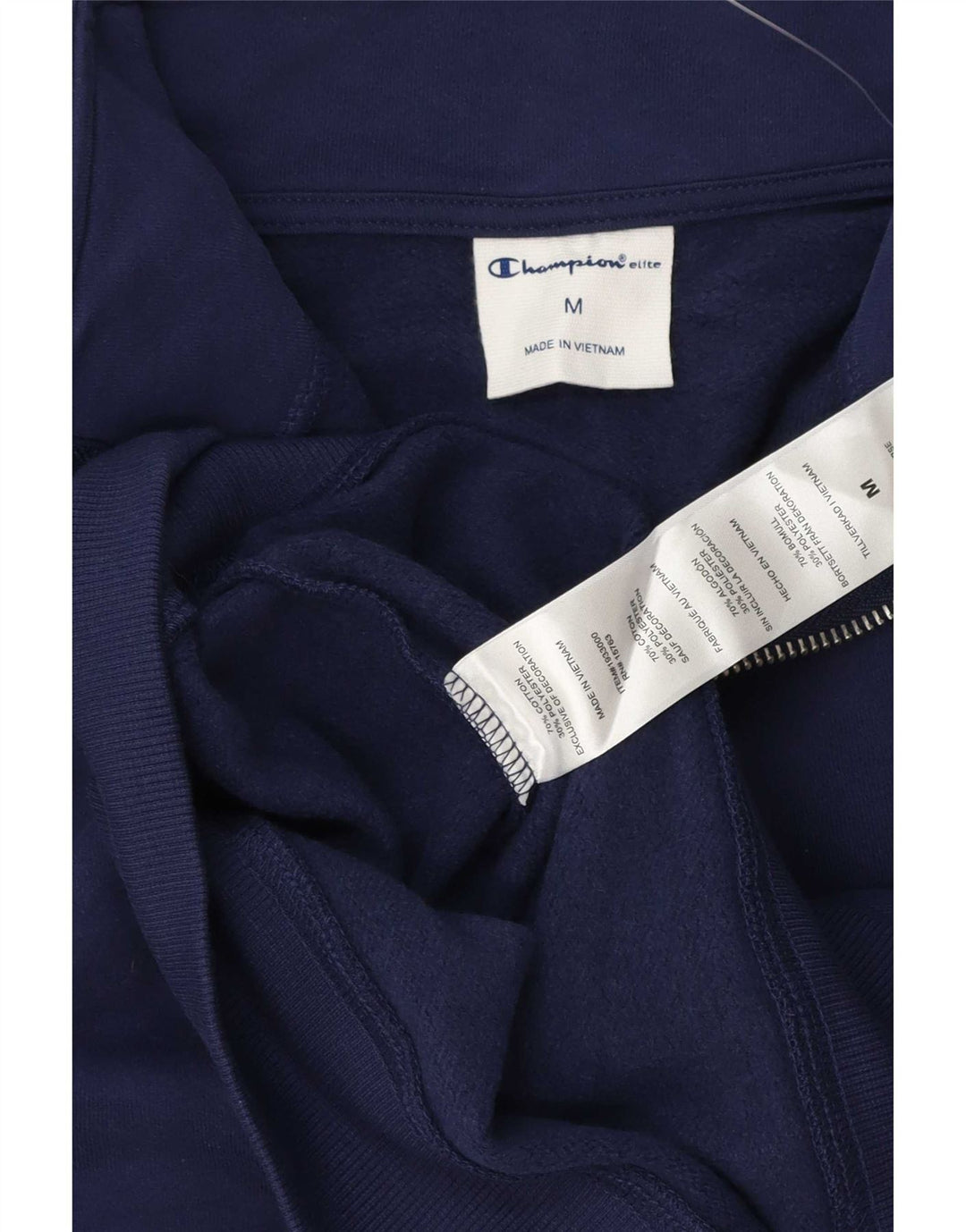Champion Mens Zip Neck Sweatshirt Jumper Medium Navy Blue Cotton