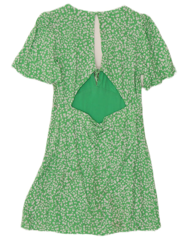 Jack Wills Womens Tea Dress UK 10 Small Green Floral Viscose