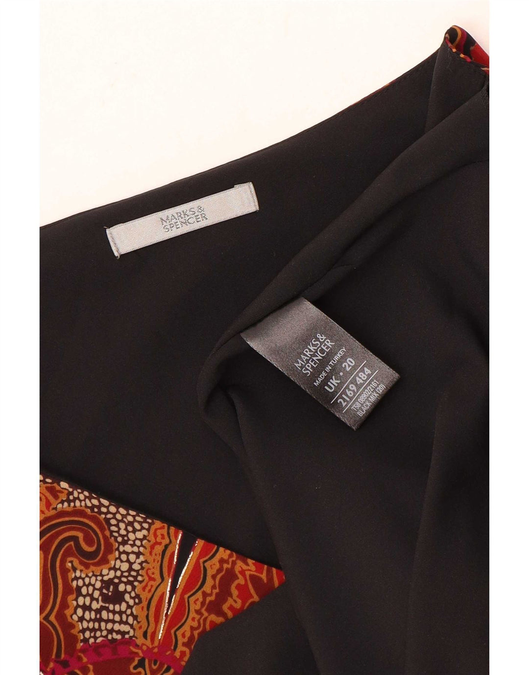 Marks & Spencer Womens Blouse Top UK 20 2XL Black Paisley Polyester