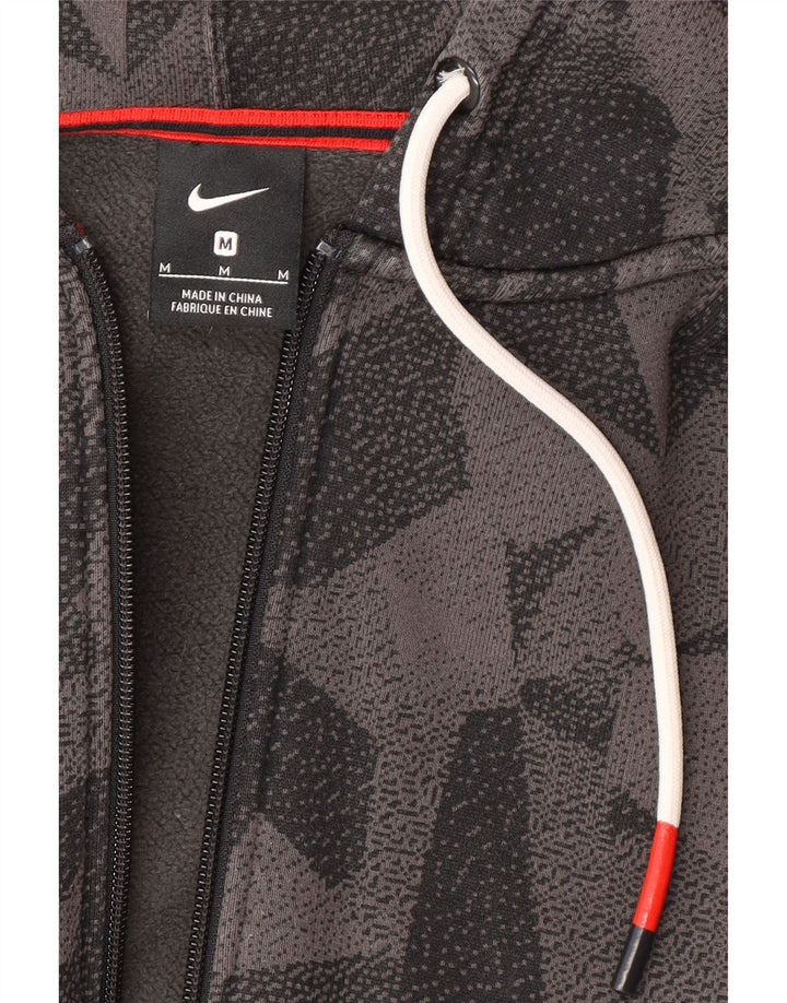 NIKE Mens Zip Hoodie Sweater Medium Grey Geometric