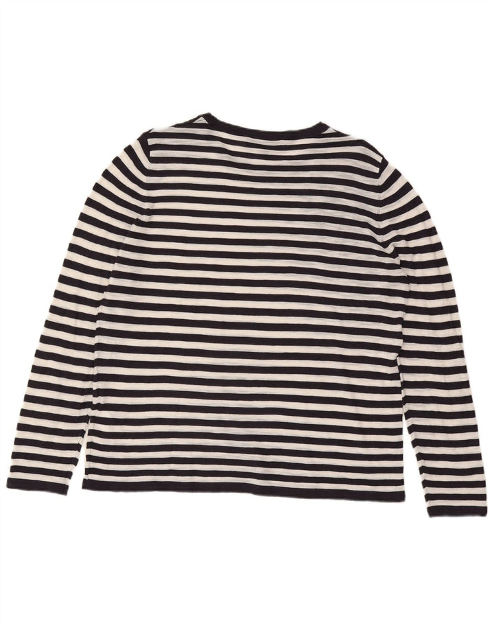 Zara Womens Top Long Sleeve UK 16 Large Black Striped Polyamide