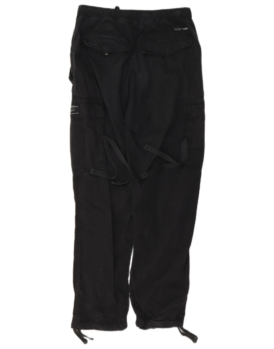 SUPERDRY Mens Straight Cargo Trousers W32 L28 Black Cotton
