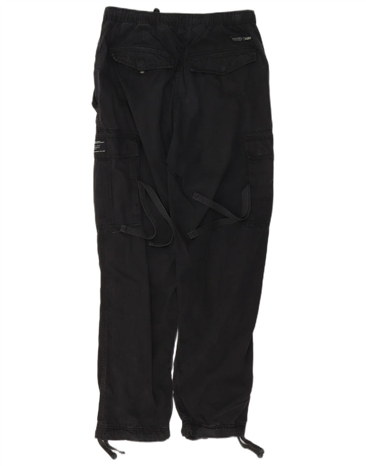 SUPERDRY Mens Straight Cargo Trousers W32 L28 Black Cotton
