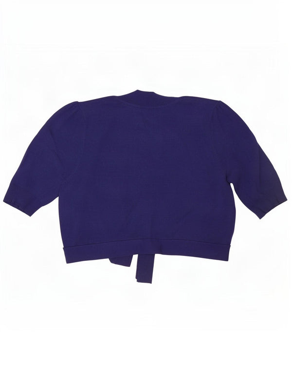 Marks & Spencer Womens Short Sleeve Cardigan Sweater UK 14 Medium Navy Blue