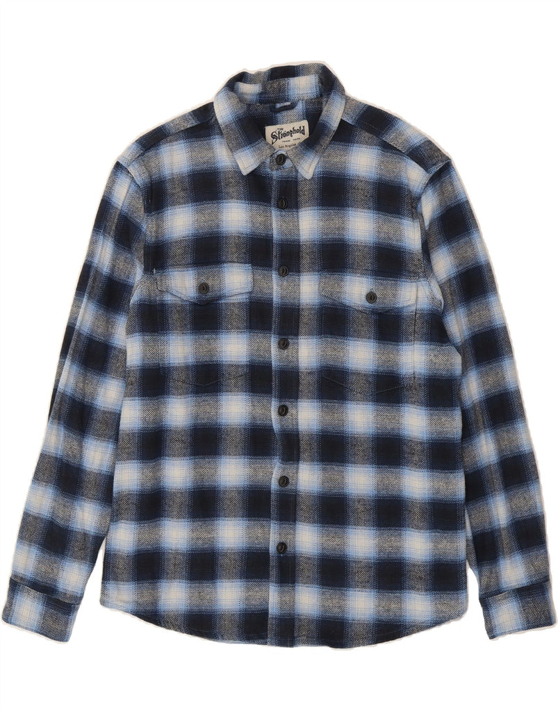 THE STRONGHOLD Mens Flannel Shirt XL Navy Blue Check Cotton Vintage The Stronghold and Second-Hand The Stronghold from Messina Hembry 