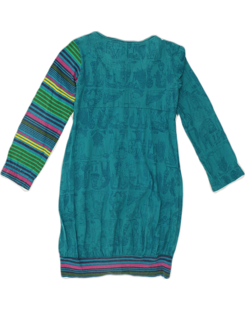 DESIGUAL Girls Long Sleeve Bubble Dress 9-10 Years Turquoise Geometric | Vintage Desigual | Thrift | Second-Hand Desigual | Used Clothing | Messina Hembry 