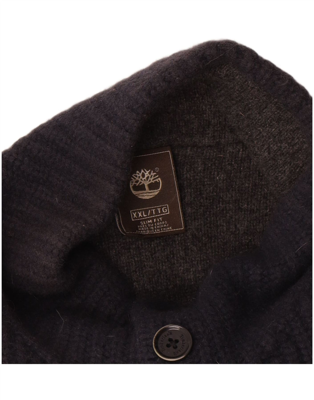 Timberland Mens Button Neck Jumper Sweater 2XL Navy Blue Lambswool