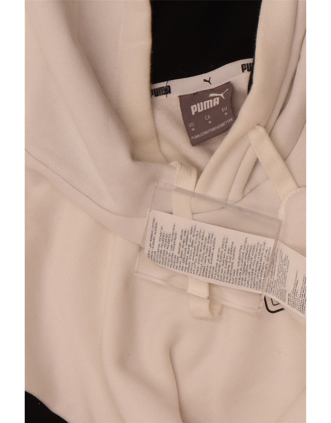 Puma Mens Hoodie Jumper Medium White Colourblock Cotton