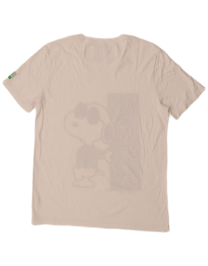Benetton Mens Peanuts Graphic T-Shirt Top Large White Cotton