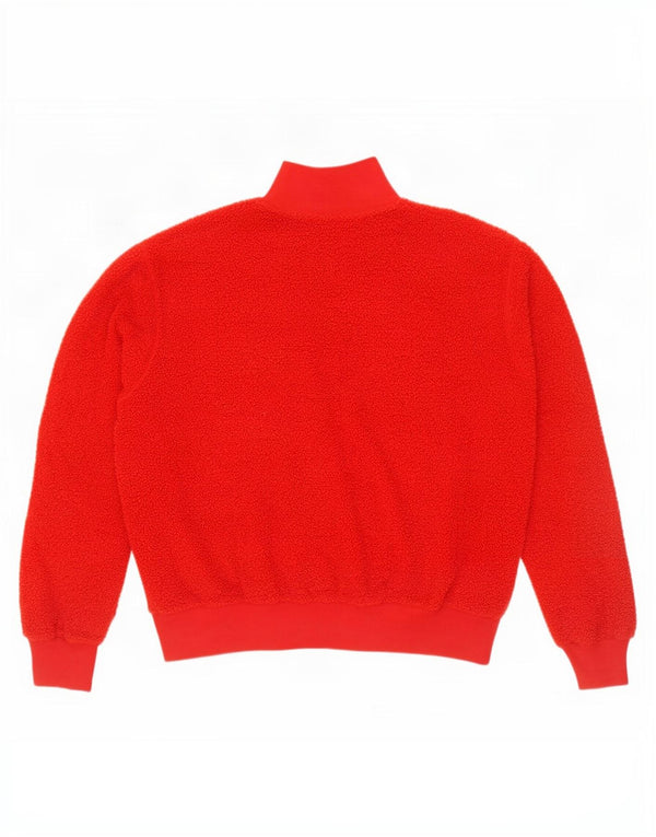 Topshop Womens Oversized Zip Neck Fleece Jumper UK 10 Small Red Polyester