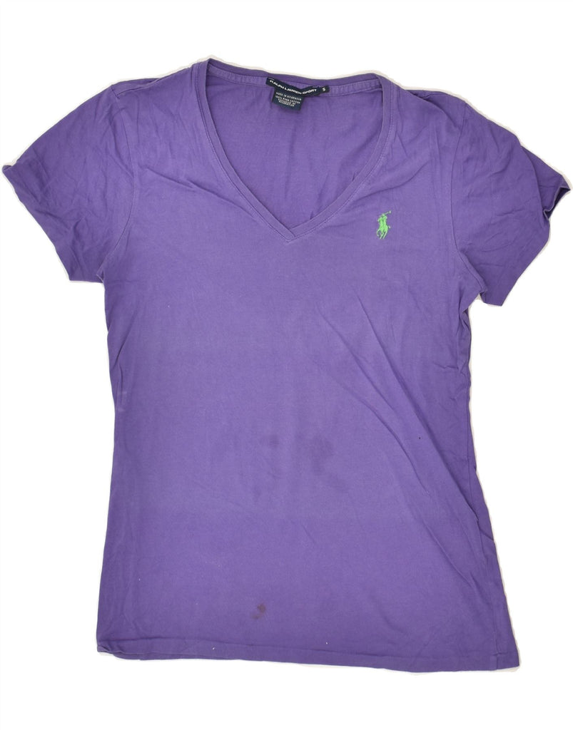 RALPH LAUREN Womens T-Shirt Top UK 10 Small Purple Cotton | Vintage Ralph Lauren | Thrift | Second-Hand Ralph Lauren | Used Clothing | Messina Hembry 