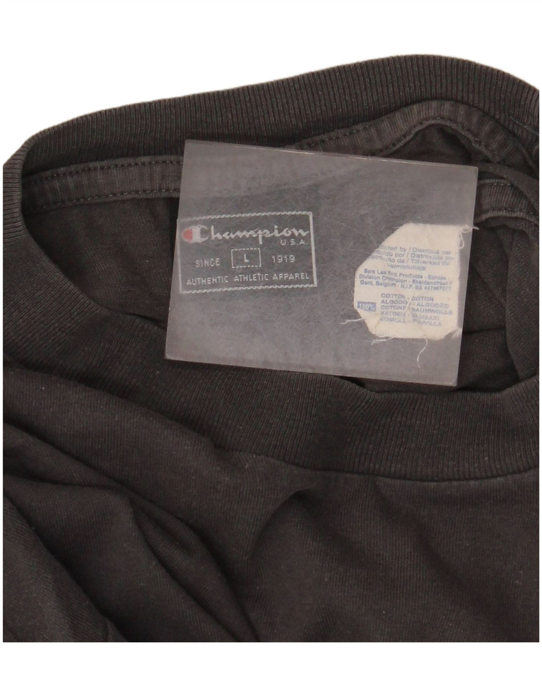 Champion Mens Graphic T-Shirt Top Large Grey Cotton