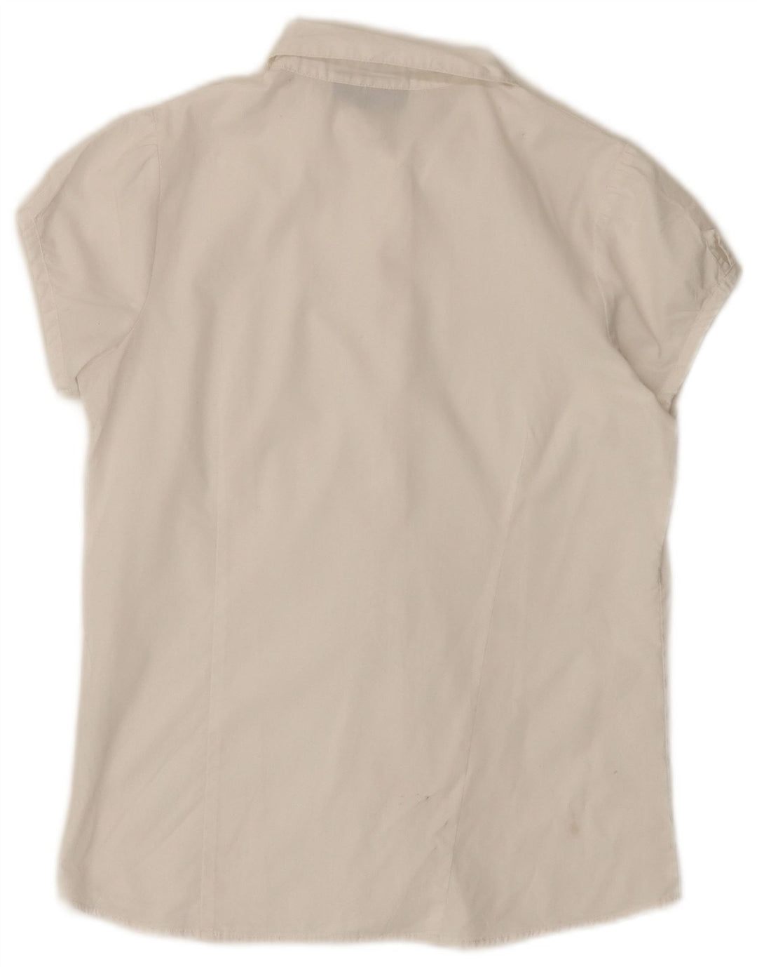 IZOD Girls Ruffle Front Short Sleeve Shirt Blouse 14-15 Years Large White