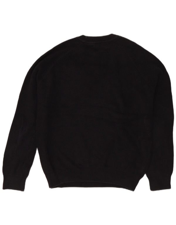 Zara Mens Crew Neck Jumper Sweater Medium Black Cotton