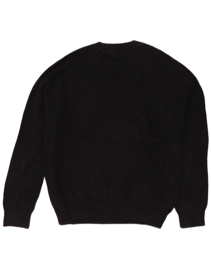 Zara Mens Crew Neck Jumper Sweater Medium Black Cotton