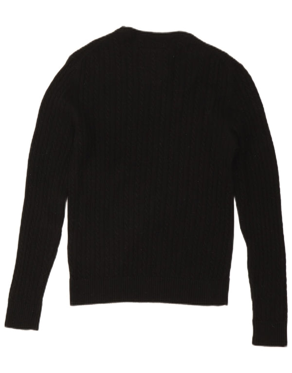 SUPERDRY Womens Crew Neck Jumper Sweater UK 12 Medium Black Wool