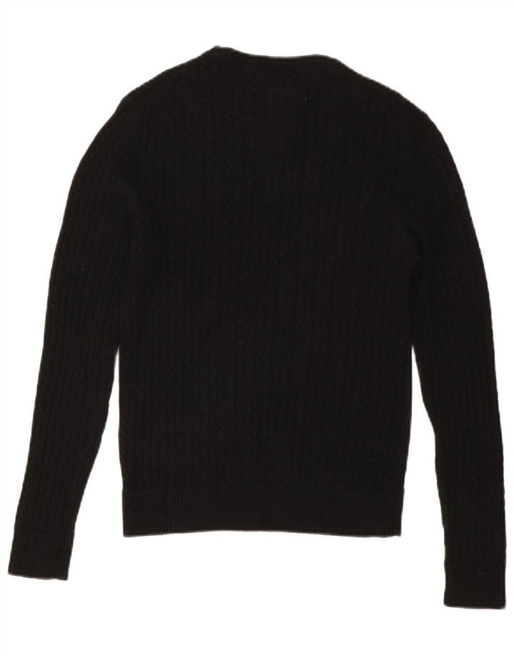 SUPERDRY Womens Crew Neck Jumper Sweater UK 12 Medium Black Wool