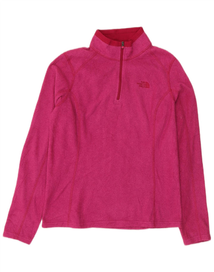 The North Face Womens Zip Neck Fleece Jumper UK 12 Medium Pink Polyester