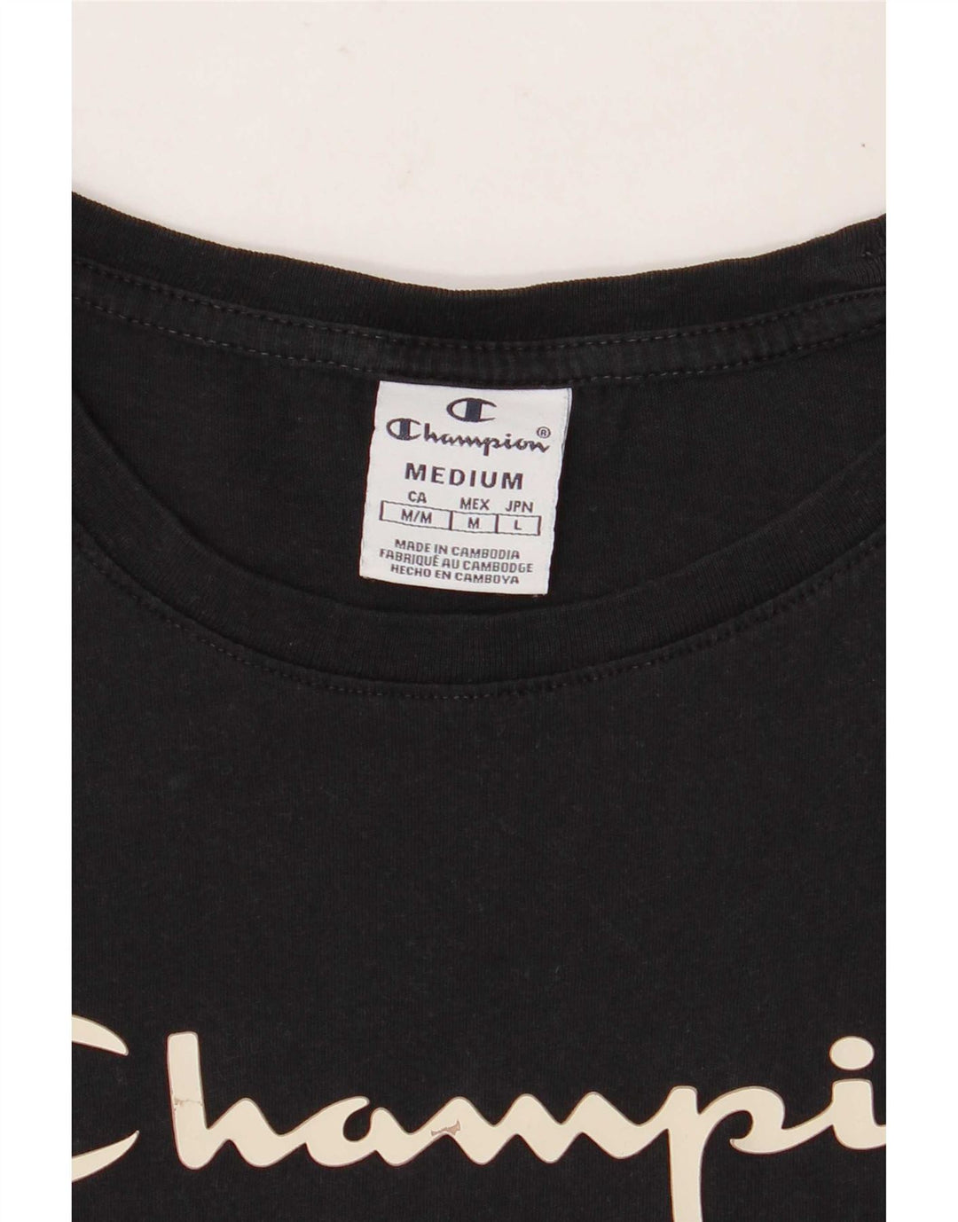 Champion Womens Graphic T-Shirt Top UK 12 Medium Black