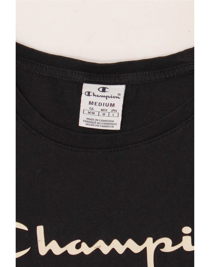 Champion Womens Graphic T-Shirt Top UK 12 Medium Black