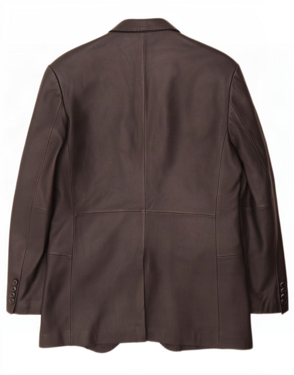 Ben Sherman Mens 3 Button Leather Blazer Jacket UK 40 Large Black
