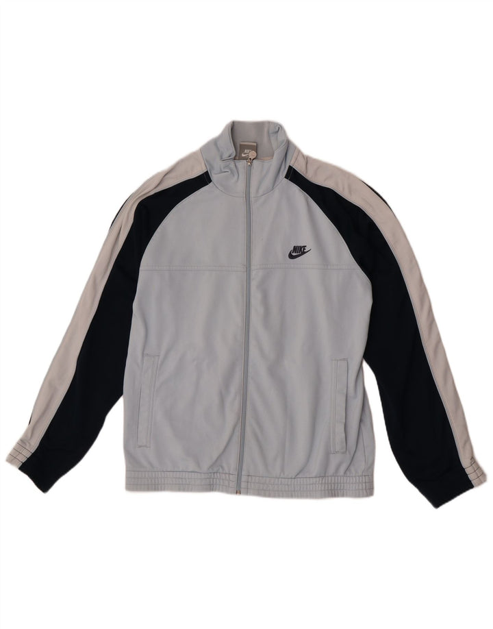 Nike Mens Tracksuit Top Jacket UK 35/37 Small Blue Colourblock Polyester