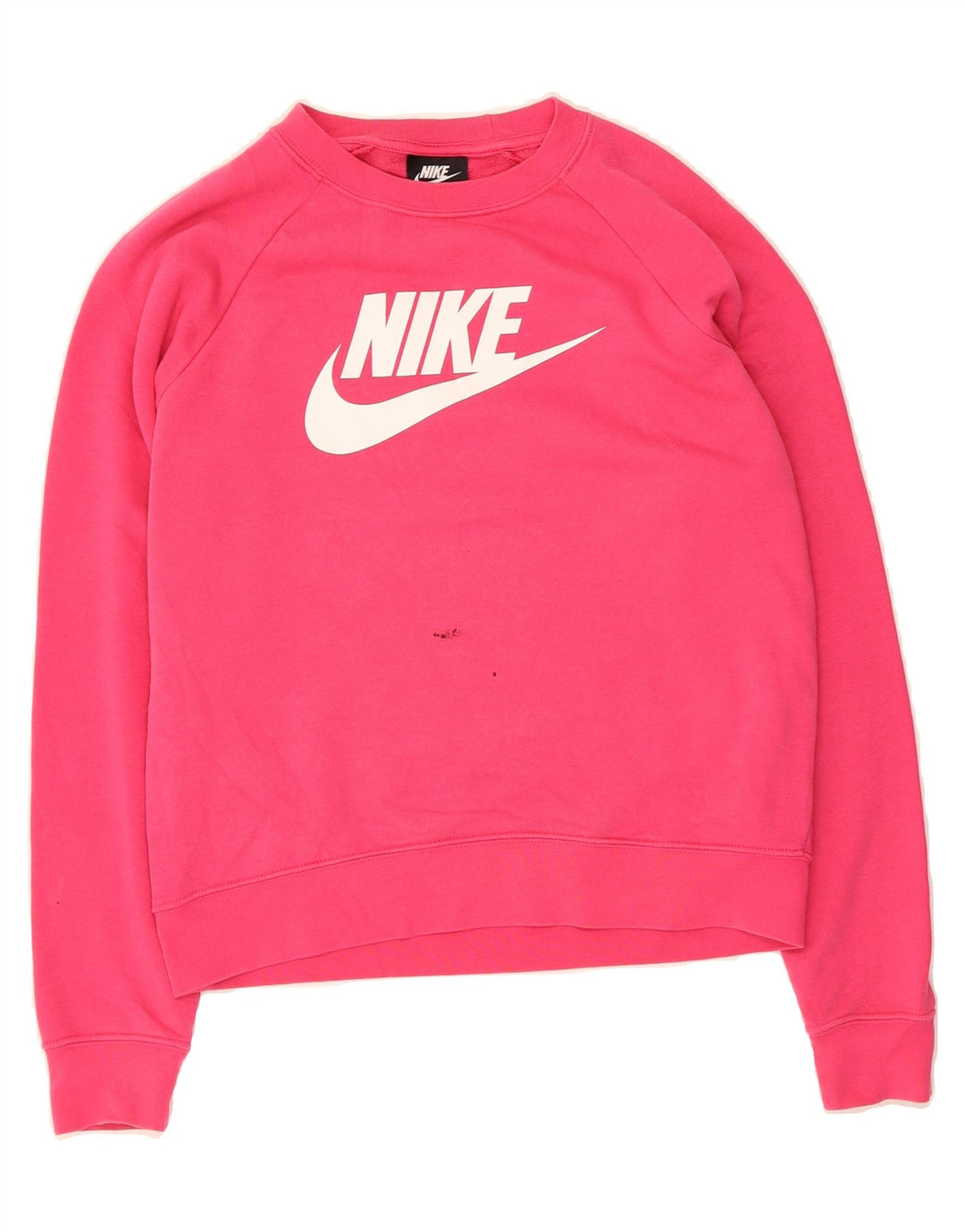 NIKE Womens Oversized Graphic Sweatshirt Jumper UK 10 Small Pink Cotton Vintage Nike and Second-Hand Nike from Messina Hembry 